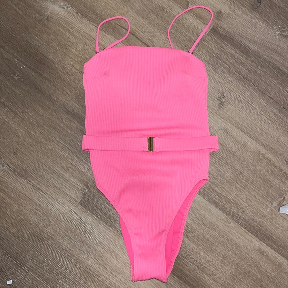 Neon pink one piece swim